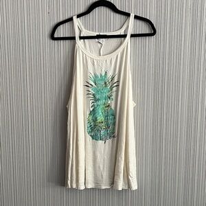VENUS Cream Tank Top with Green Pineapple Print